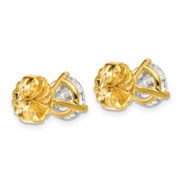 14K Yellow Gold 4 Carat Lab Grown Diamond VS+ F+ Round Complete Three Prong Stud Earrings view 4