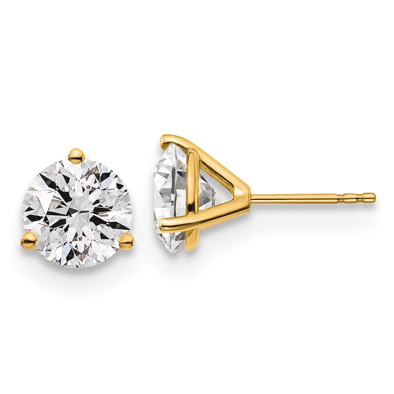 14k Yellow Gold 4 ctw Certified Lab Grown Diamond VS/SI+ G+ Round 3 Prong Heavy Wt. Stud Earrings