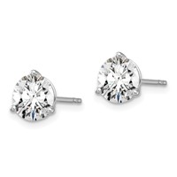18K White Gold 5 Carat Lab Grown Diamond VS+ F+ Round Complete Three Prong Stud Earrings view 2
