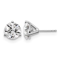 18K White Gold 5 Carat Lab Grown Diamond VS+ F+ Round Complete Three Prong Stud Earrings view 1
