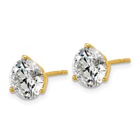 18K Yellow Gold 5 Carat Lab Grown Diamond VS+ F+ Round Complete Three Prong Stud Earrings view 2