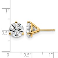 18K Yellow Gold 5 Carat Lab Grown Diamond VS+ F+ Round Complete Three Prong Stud Earrings view 4