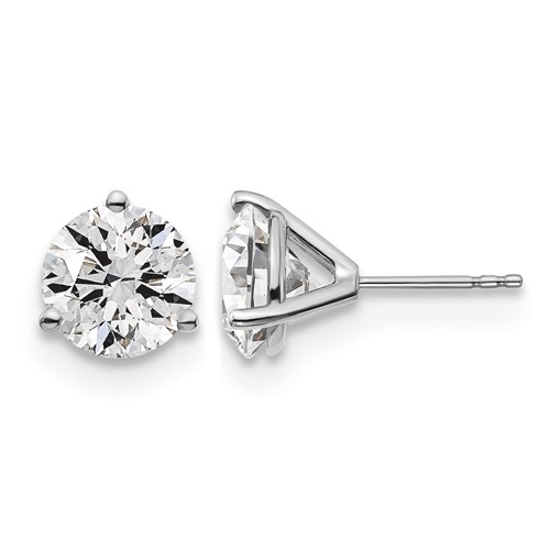 Platinum 5 Carat Lab Grown Diamond VS+ F+ Round Complete Three Prong Stud Earrings