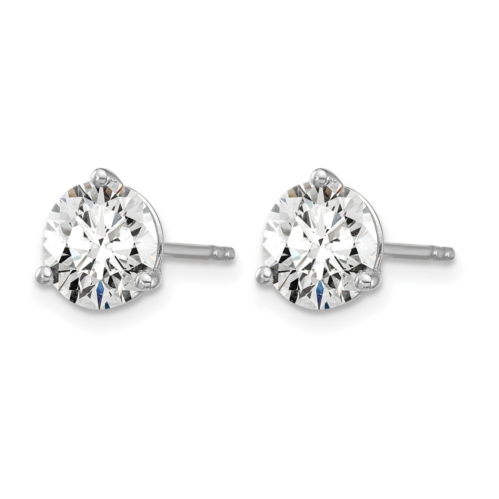 14k White Gold 5 carat Lab Grown Diamond VS/SI+ G+ Round Complete Three Prong Stud Earrings (EM1007-500-WLG)
