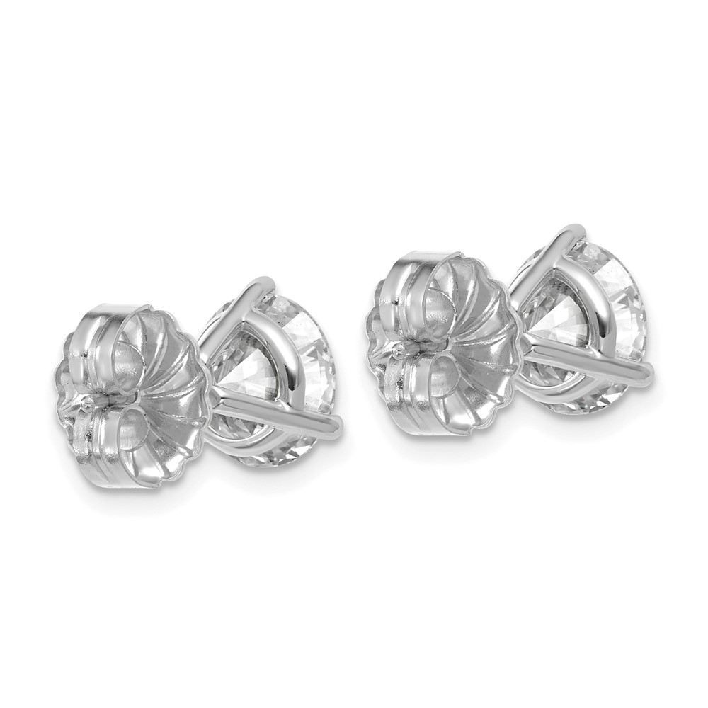 14k White Gold 5 carat Lab Grown Diamond VS/SI+ G+ Round Complete Three Prong Stud Earrings (EM1007-500-WLG)