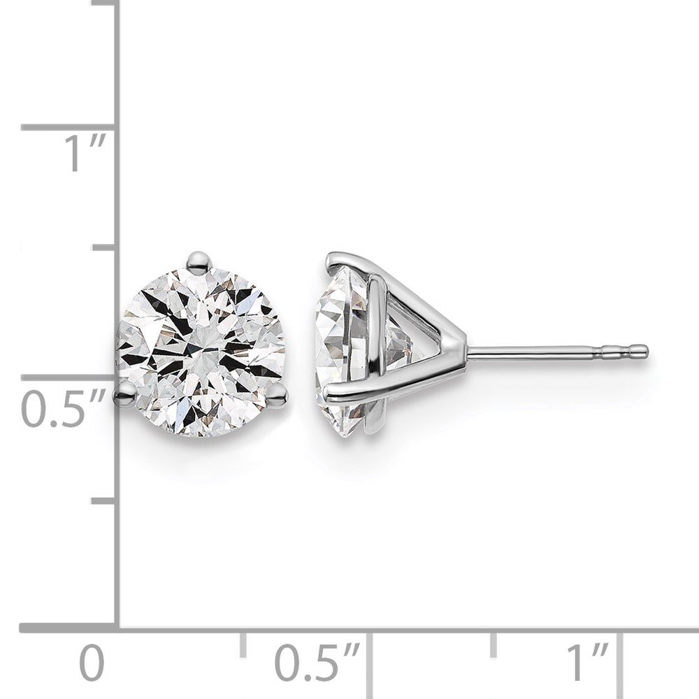 14k White Gold 5 carat Lab Grown Diamond VS/SI+ G+ Round Complete Three Prong Stud Earrings (EM1007-500-WLG)