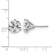 14K White Gold 5 Carat Lab Grown Diamond VS SI+ G+ Round Complete Three Prong Stud Earrings view 5