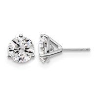 14K White Gold 5 Carat Lab Grown Diamond VS SI+ G+ Round Complete Three Prong Stud Earrings view 1