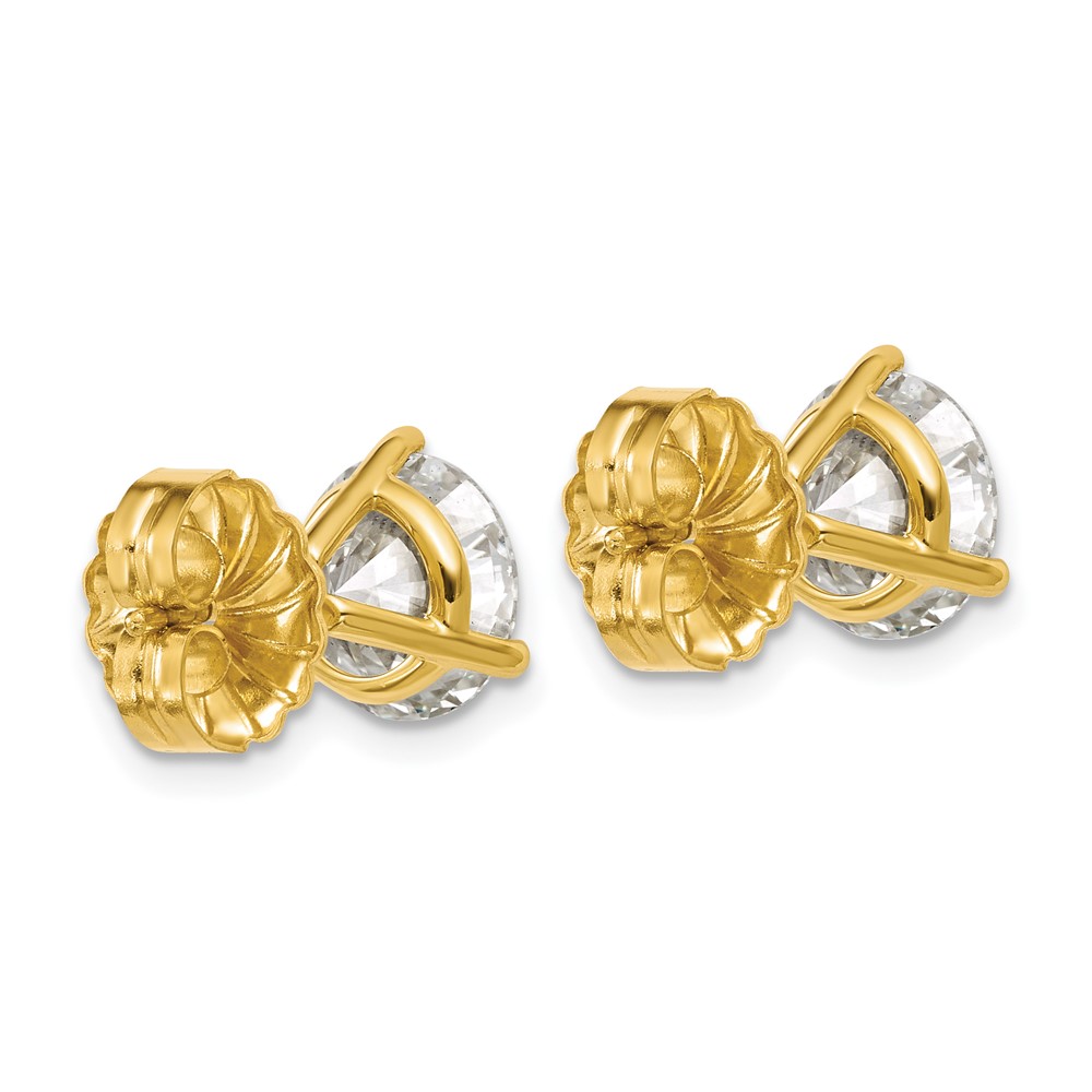 14k 5 carat Lab Grown Diamond VS+ F+ Round Complete Three Prong Stud Earrings (EM1007-500-LD)