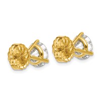 14K Yellow Gold 5 Carat Lab Grown Diamond VS+ F+ Round Complete Three Prong Stud Earrings view 4