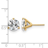 14K Yellow Gold 5 Carat Lab Grown Diamond VS+ F+ Round Complete Three Prong Stud Earrings view 5