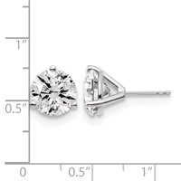 18K White Gold 6 Carat Lab Grown Diamond VS+ F+ Round Complete Three Prong Stud Earrings view 3
