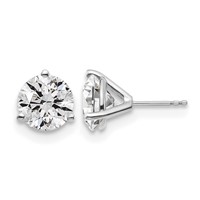 18K White Gold 6 Carat Lab Grown Diamond VS+ F+ Round Complete Three Prong Stud Earrings view 1
