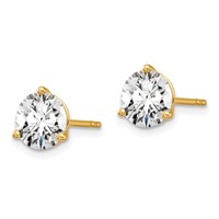18K Yellow Gold 6 Carat Certified Lab Grown Diamond VS+ F+ Round Complete Three Prong Stud Earrings view 2