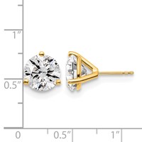 18K Yellow Gold 6 Carat Certified Lab Grown Diamond VS+ F+ Round Complete Three Prong Stud Earrings view 3