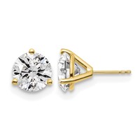 18K Yellow Gold 6 Carat Certified Lab Grown Diamond VS+ F+ Round Complete Three Prong Stud Earrings view 1