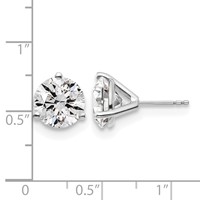 Platinum 6 Carat Lab Grown Diamond VS+ F+ Round Complete Three Prong Stud Earrings view 3