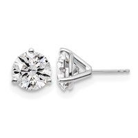 Platinum 6 Carat Lab Grown Diamond VS+ F+ Round Complete Three Prong Stud Earrings view 1