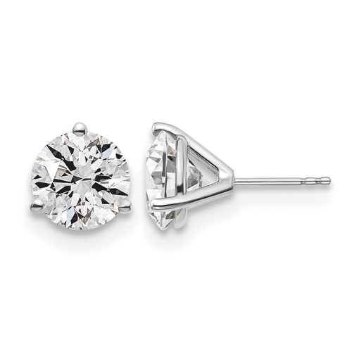 Platinum 6 Carat Certified Lab Grown Diamond VS+ F+ Round Complete Three Prong Stud Earrings