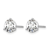 14K White Gold 6 Carat Lab Grown Diamond VS+ F+ Round Complete Three Prong Stud Earrings view 2