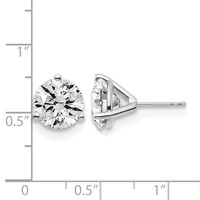 14K White Gold 6 Carat Lab Grown Diamond VS+ F+ Round Complete Three Prong Stud Earrings view 4
