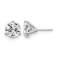 14K White Gold 6 Carat Lab Grown Diamond VS+ F+ Round Complete Three Prong Stud Earrings view 1
