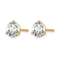 14K Yellow Gold 6 Carat Lab Grown Diamond VS SI+ G+ Round Complete Three Prong Stud Earrings view 2