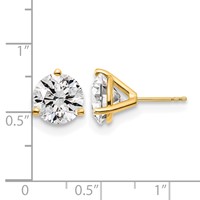 14K Yellow Gold 6 Carat Lab Grown Diamond VS SI+ G+ Round Complete Three Prong Stud Earrings view 4