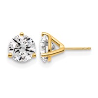 14K Yellow Gold 6 Carat Lab Grown Diamond VS SI+ G+ Round Complete Three Prong Stud Earrings view 1