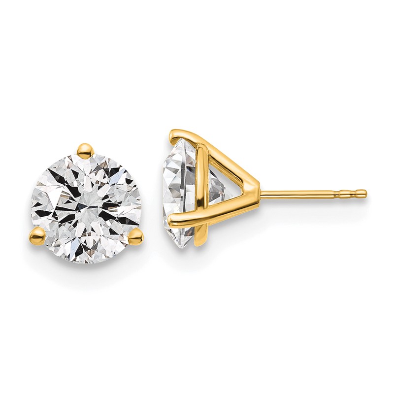 14k Yellow Gold 6 ctw Certified Lab Grown Diamond VS/SI+ G+ Round 3 Prong Heavy Wt. Stud Earrings