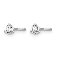 14K White Gold 0.20 Carat Lab Grown Diamond VS SI+ G+ Round Complete Three Prong Screwback Stud Earrings view 2
