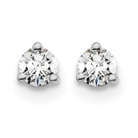 14K White Gold 0.20 Carat Lab Grown Diamond VS SI+ G+ Round Complete Three Prong Screwback Stud Earrings view 3