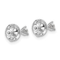 14K White Gold 0.20 Carat Lab Grown Diamond VS SI+ G+ Round Complete Three Prong Screwback Stud Earrings view 4