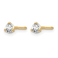 14K Yellow Gold 0.20 Carat Lab Grown Diamond VS SI+ G+ Round Complete Three Prong Screwback Stud Earrings view 2