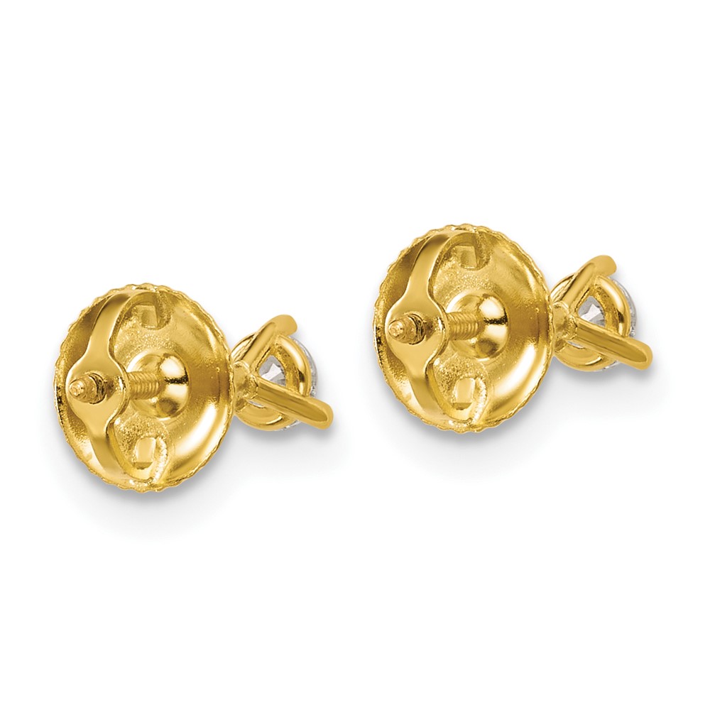 14k Yellow Gold 1/5 ctw Lab Grown Diamond VS+ F+ Round 3 Prong Heavy Wt. Screwback Stud Earrings (EM1007S-020-LD)