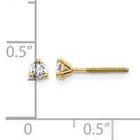 14K Yellow Gold 0.20 Carat Lab Grown Diamond VS SI+ G+ Round Complete Three Prong Screwback Stud Earrings view 5