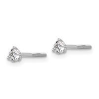 18K White Gold 0.25 Carat Certified Lab Grown Diamond VS+ F+ Round Complete Three Prong Screwback Stud Earrings view 2