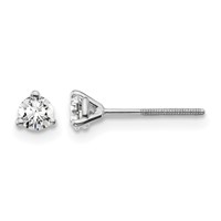 18K White Gold 0.25 Carat Certified Lab Grown Diamond VS+ F+ Round Complete Three Prong Screwback Stud Earrings view 1