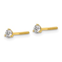 18K Yellow Gold 0.25 Carat Certified Lab Grown Diamond VS+ F+ Round Complete Three Prong Screwback Stud Earrings view 2