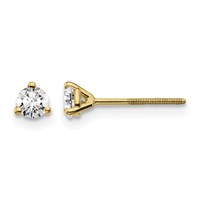 18K Yellow Gold 0.25 Carat Certified Lab Grown Diamond VS+ F+ Round Complete Three Prong Screwback Stud Earrings view 1