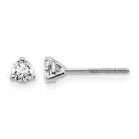 Platinum 0.25 Carat Lab Grown Diamond VS+ F+ Round Complete Three Prong Screwback Stud Earrings view 1