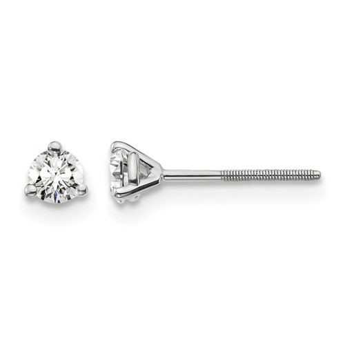 Platinum 0.25 Carat Lab Grown Diamond VS+ F+ Round Complete Three Prong Screwback Stud Earrings