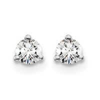 14K White Gold 0.25 Carat Certified Lab Grown Diamond VS SI+ G+ Round Complete Three Prong Screwback Stud Earrings view 3