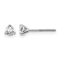 14K White Gold 0.25 Carat Certified Lab Grown Diamond VS SI+ G+ Round Complete Three Prong Screwback Stud Earrings view 1