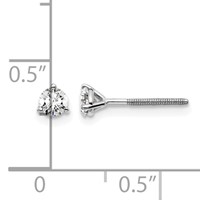 18K White Gold 0.33 Carat Certified Lab Grown Diamond VS+ F+ Round Complete Three Prong Screwback Stud Earrings view 4