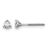 18K White Gold 0.33 Carat Certified Lab Grown Diamond VS+ F+ Round Complete Three Prong Screwback Stud Earrings view 1