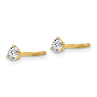 18K Yellow Gold 0.33 Carat Lab Grown Diamond VS+ F+ Round Complete Three Prong Screwback Stud Earrings view 2