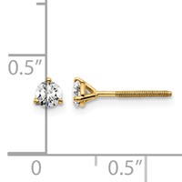 18K Yellow Gold 0.33 Carat Lab Grown Diamond VS+ F+ Round Complete Three Prong Screwback Stud Earrings view 4
