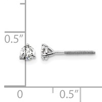 Platinum 0.33 Carat Lab Grown Diamond VS+ F+ Round Complete Three Prong Screwback Stud Earrings view 4