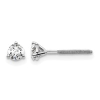 Platinum 0.33 Carat Lab Grown Diamond VS+ F+ Round Complete Three Prong Screwback Stud Earrings view 1